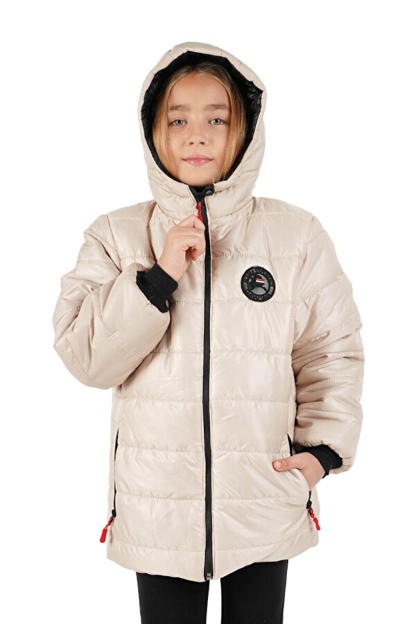 İçi Kürklü Su ve Rüzgar Geçirmez Kapüşonlu Kız Çocuk Mont