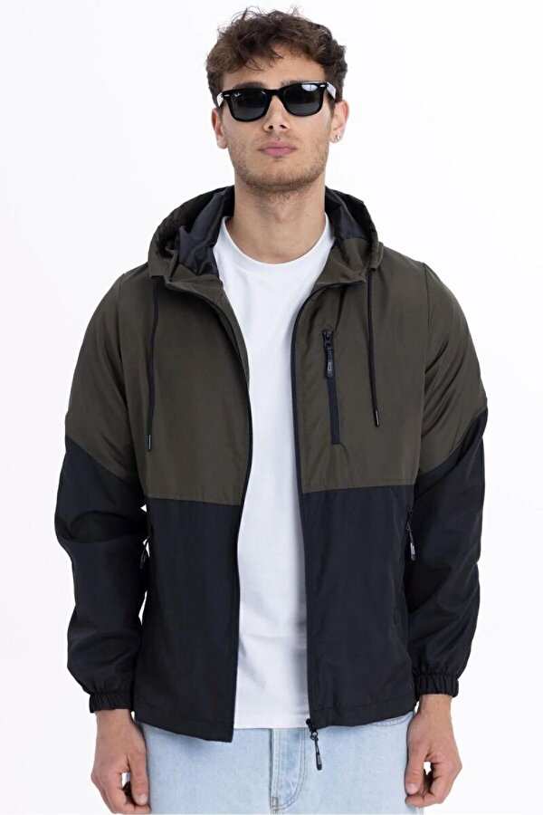 İçi Astarlı Su ve Rüzgar Geçirmez Cepli Erkek Yağmurluk