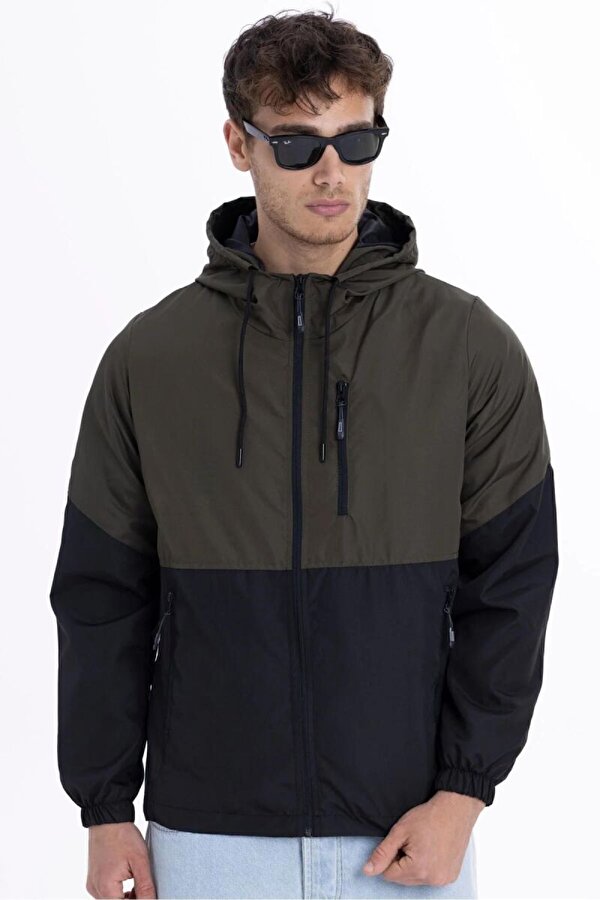 İçi Astarlı Su ve Rüzgar Geçirmez Cepli Erkek Yağmurluk