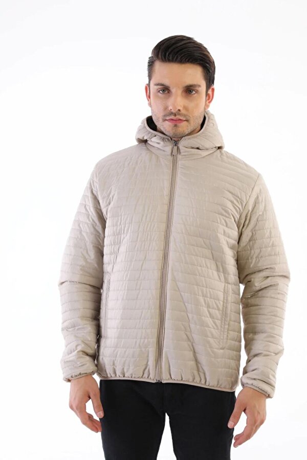 İçi Astarlı Su ve Rüzgar Geçirmez Cepli Kapüşonlu Erkek Mont