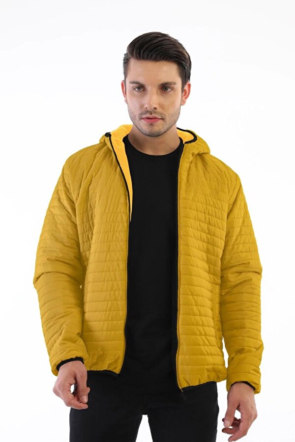 İçi Astarlı Su ve Rüzgar Geçirmez Cepli Kapüşonlu Erkek Mont