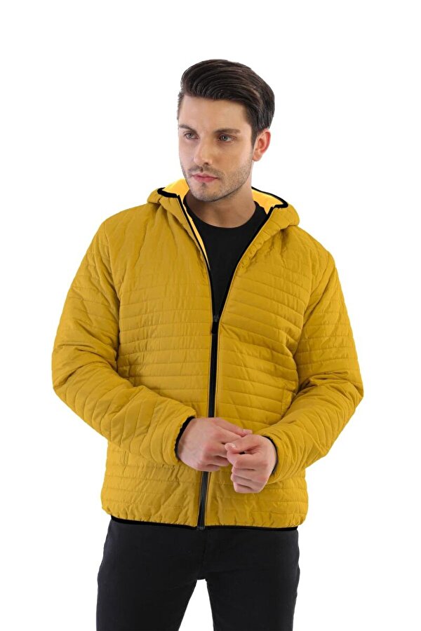 İçi Astarlı Su ve Rüzgar Geçirmez Cepli Kapüşonlu Erkek Mont