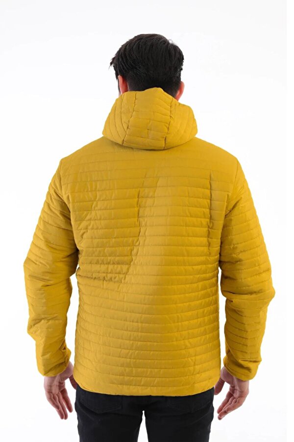 İçi Astarlı Su ve Rüzgar Geçirmez Cepli Kapüşonlu Erkek Mont