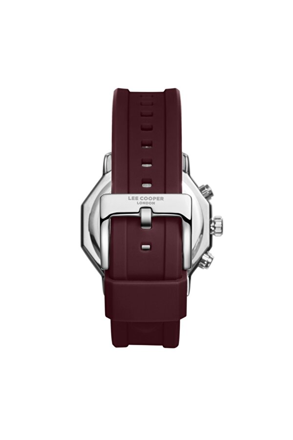 LC08238.358 Silikon Kordon Metal Kasa 5 ATM Suya Dayanıklı Bordo Renk Erkek Kol Saati