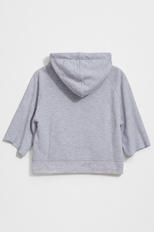 Kadın Kapüşonlu Cepli Crop Sweatshirt