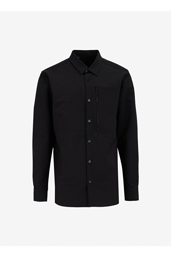 Basic Gömlek Yaka Düz Siyah Erkek Gömlek F4WM-GML 2579
