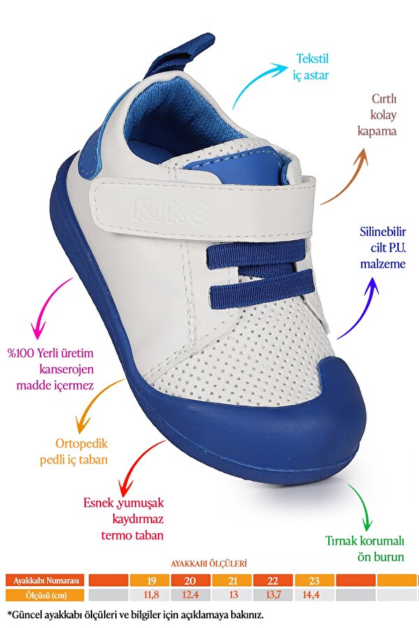 Roce Cırtlı Kız Bebek İlk Adım Ortopedik Günlük Ayakkabı Saks Mavi