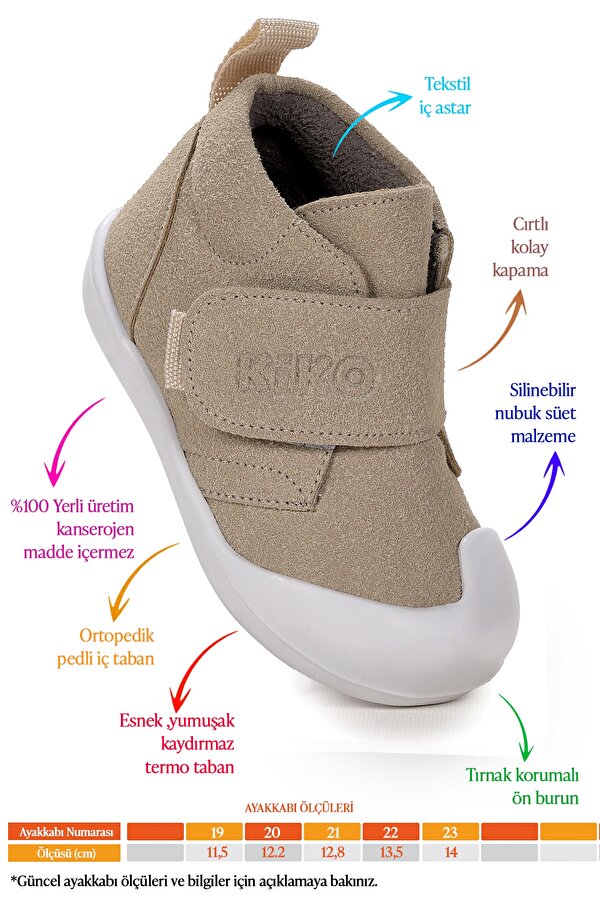 Winnie İlk Adım Cırtlı Kız Bebek Günlük Bot Ayakkabı Kum