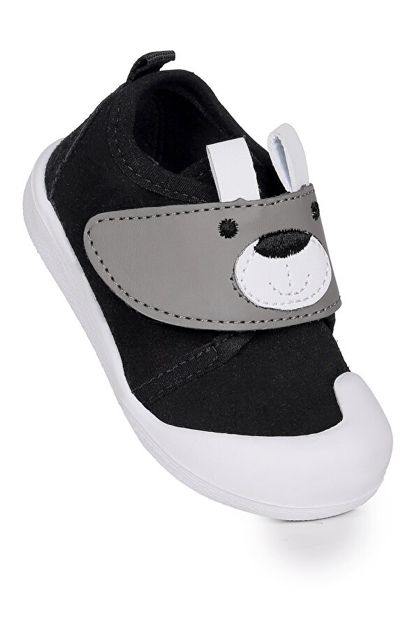 Winni Cırtlı Kız Bebek İlk Adım Ortopedik Günlük Ayakkabı Siyah