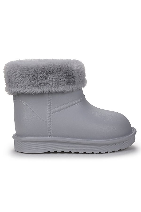 Geta Su Geçirmez İçi Kürklü Kız Çocuk Eva Yağmur Kar Çizme Gri