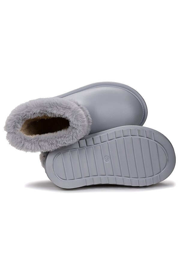 Geta Su Geçirmez İçi Kürklü Kız Çocuk Eva Yağmur Kar Çizme Gri