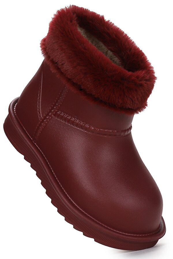 Geta Su Geçirmez İçi Kürklü Kız Çocuk Eva Yağmur Kar Çizme Bordo