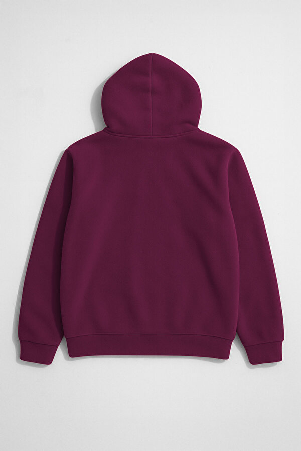 Kadın Kapüşonlu Cepli Mor Polar Sweatshirt