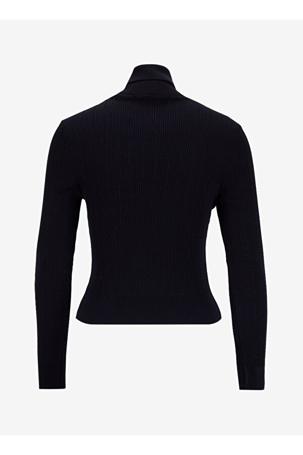 Tam Balıkçı Yaka Dar Fitilli Siyah Kazak Kadın F5WL-KZK0018