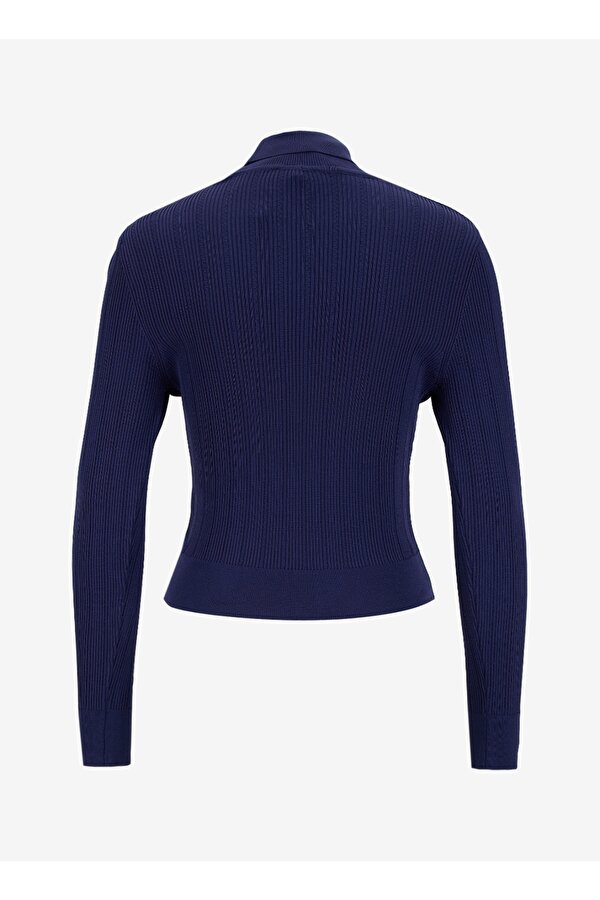 Tam Balıkçı Yaka Dar Fitilli Lacivert Kazak Kadın F5WL-KZK0018