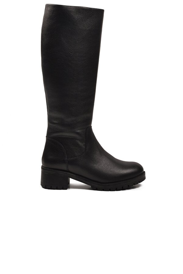 Aspor Siyah Hakiki Deri İçi Polarlı Kadın Topuklu Çizme