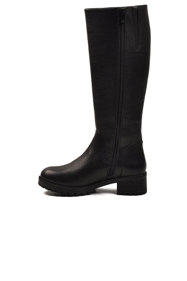 Aspor Siyah Hakiki Deri İçi Polarlı Kadın Topuklu Çizme