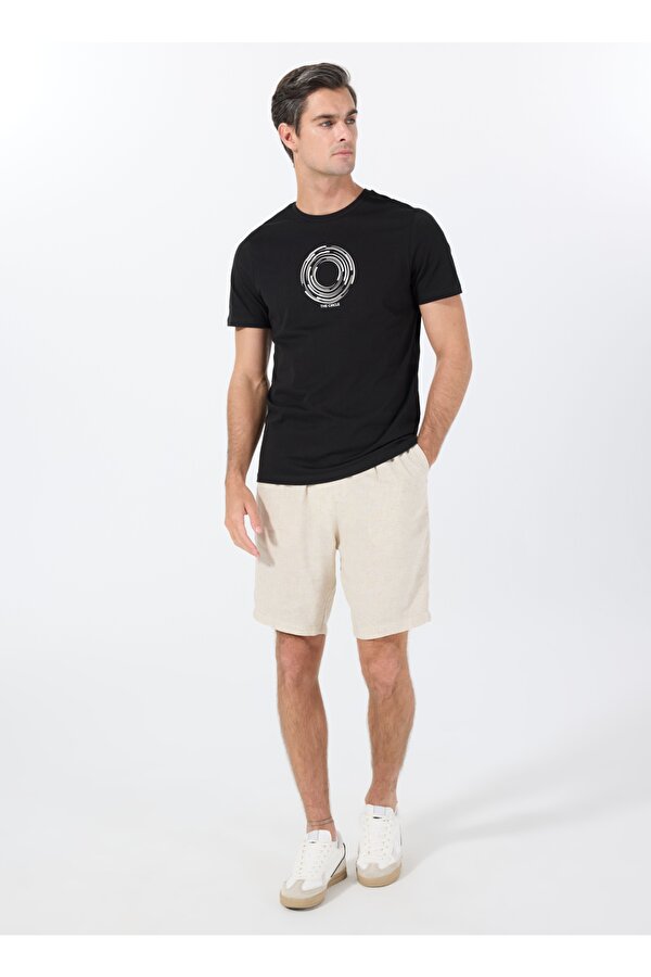 Bağlamalı Bel Basic Bej Erkek Bermuda Şort PBF5SM-SHT 9540