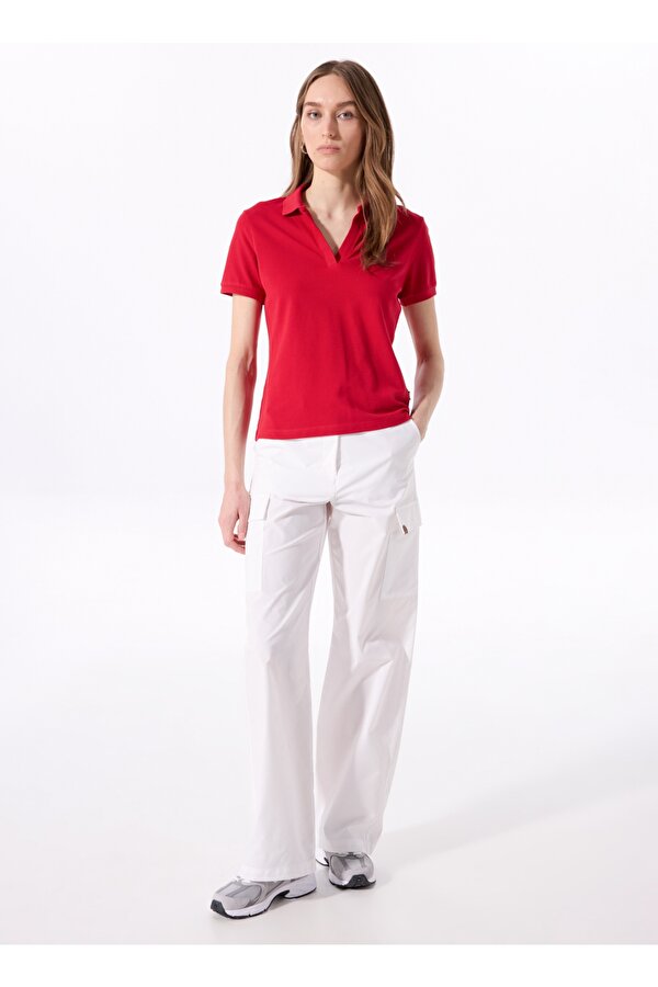 Düz Kırmızı Kadın Polo T-Shirt