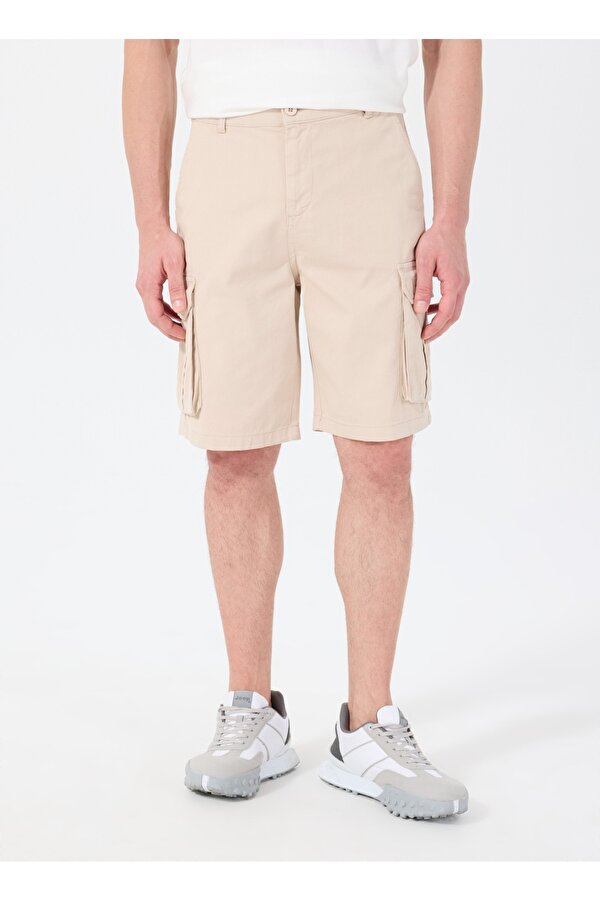 Normal Bel Bej Erkek Kargo Şort C4SM-SHT53Y