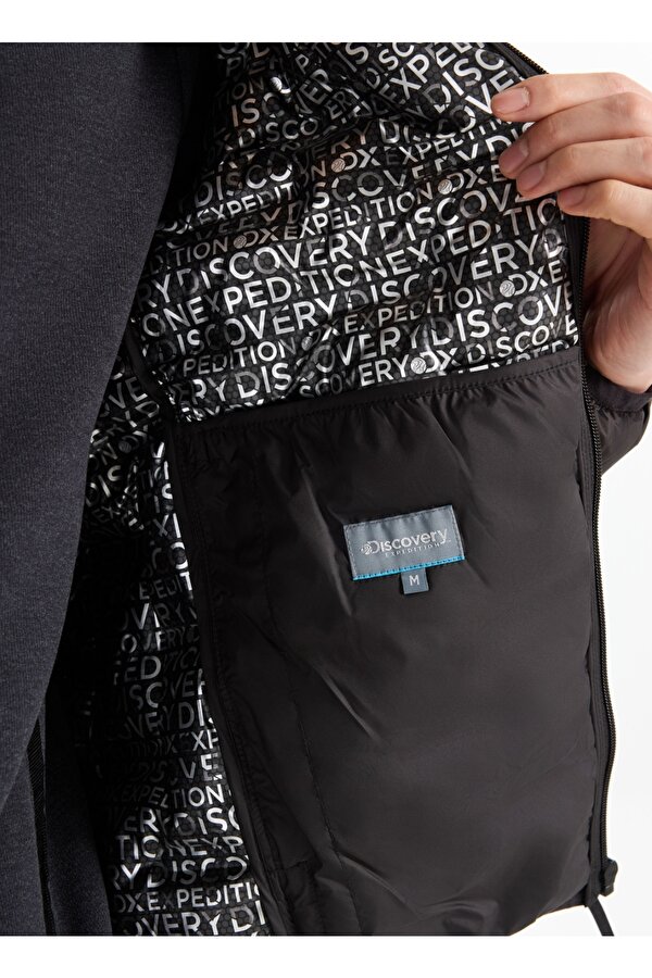 D5WM-MNT3730 Siyah Kapüşon Yaka Basic Kapitone Erkek Şişme Mont