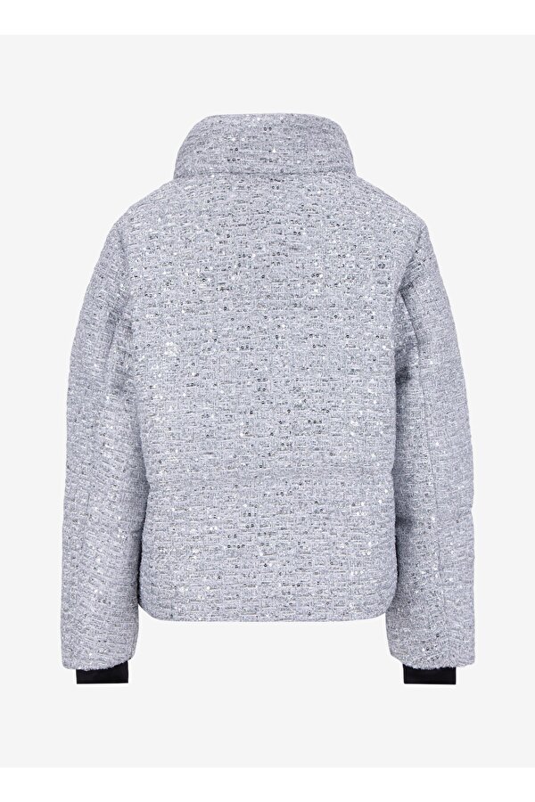 D5WL-MNT3677 Gümüş Düz Kadın Mont