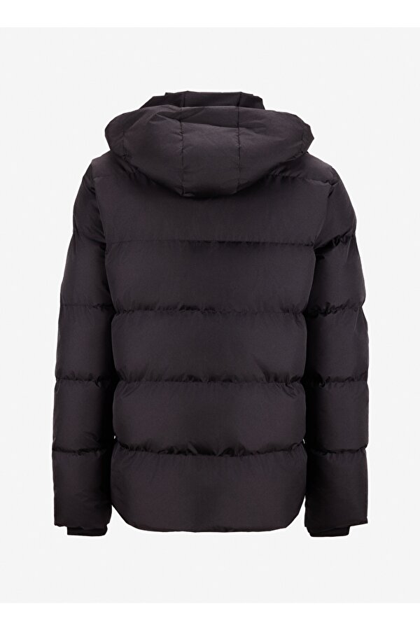 D5WM-MNT3642 Siyah Kapüşon Yaka Relaxed Düz Erkek Şişme Mont