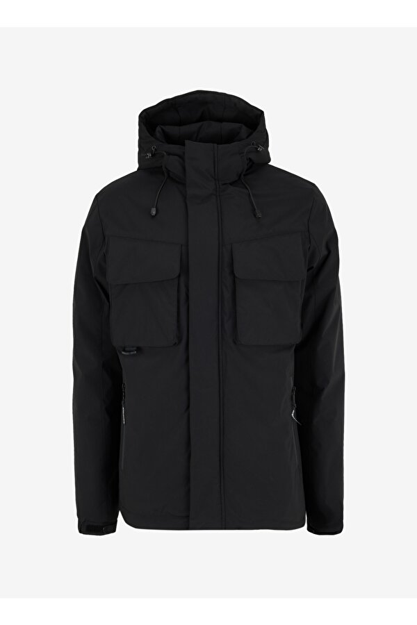 D5WM-MNT3729 Siyah Düz Erkek Mont