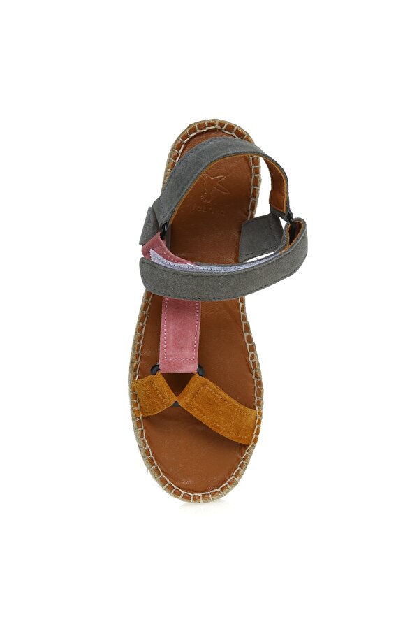 Deri Gri Kadın Sandalet HEMANT