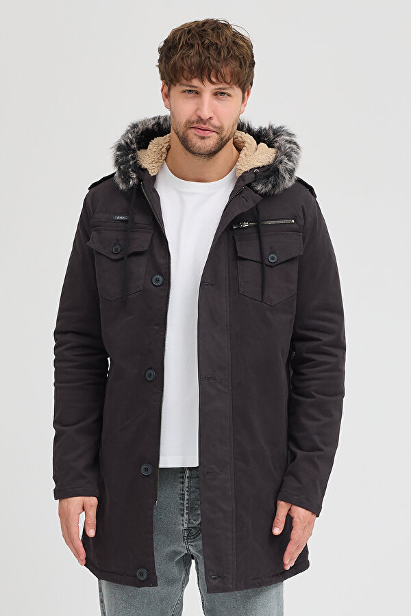 Erkek  İçi Kürklü Soğuk Ve Rüzgar Geçirmez Kışlık Kapşonlu Mont 225