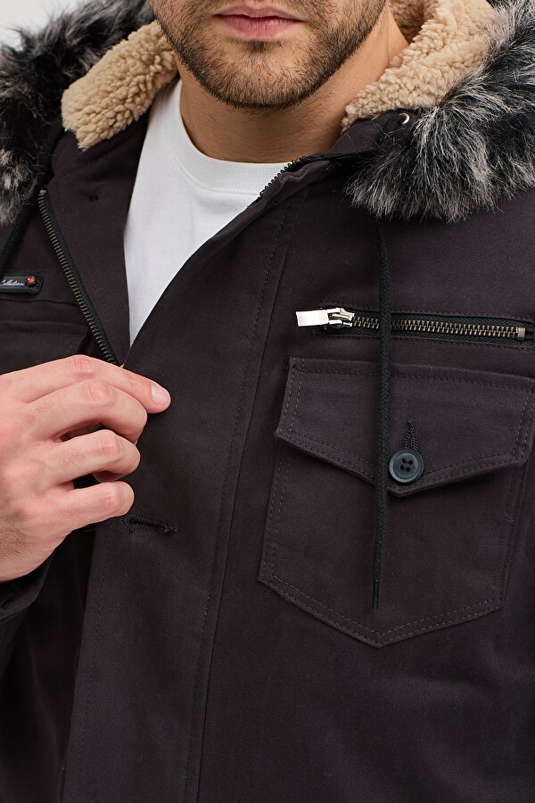 Erkek  İçi Kürklü Soğuk Ve Rüzgar Geçirmez Kışlık Kapşonlu Mont 225