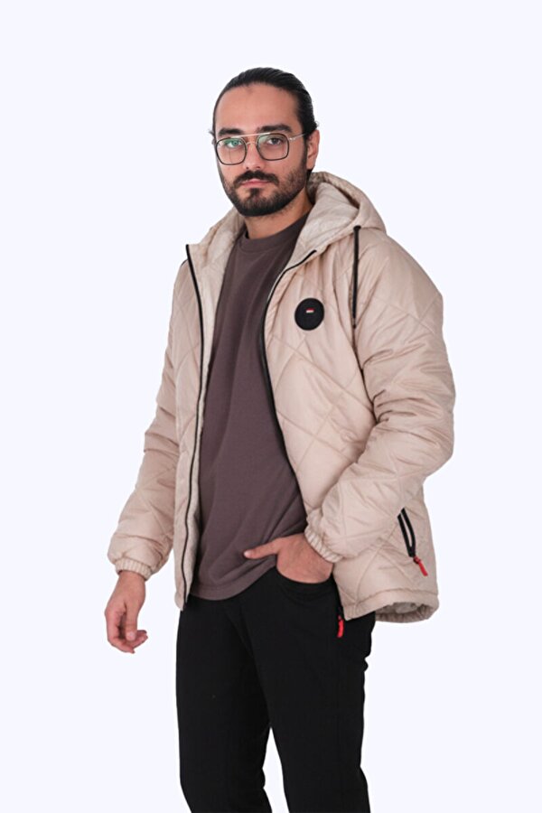 Su ve Rüzgar Geçirmez Jel Elyaflı Kapitone Cepli Spor Mont