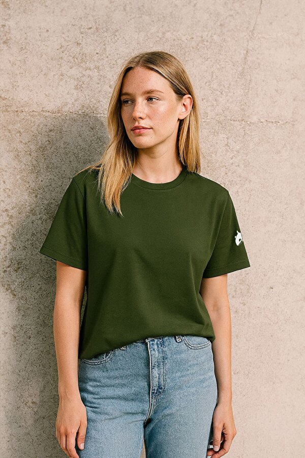 Kadın Bisiklet Yaka Basic Düz Kısa Kollu T-shirt