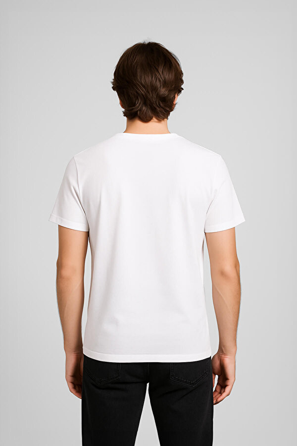 Erkek %100 Pamuk Bisiklet Yaka Baskılı T-shirt