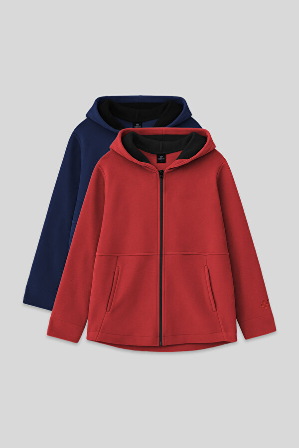 Standart Fit Kapüşonlu 2li Paket İndigo-Fiesta Kız Çocuk Sweatshirt - 75152