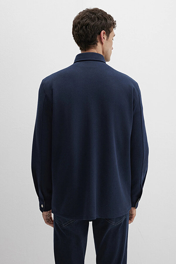 Erkek Çift Cepli Pamuklu Uzun Kol Gömlek M0211771 Lacivert