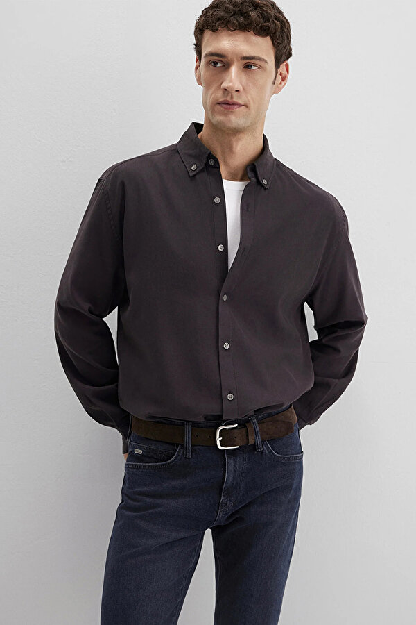 Erkek Uzun Kollu Pamuklu Gömlek M0211751 Siyah