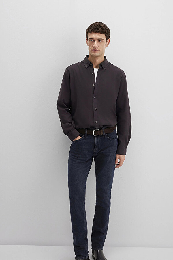 Erkek Uzun Kollu Pamuklu Gömlek M0211751 Siyah