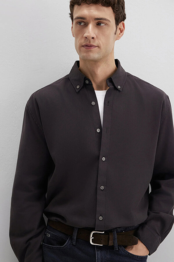 Erkek Uzun Kollu Pamuklu Gömlek M0211751 Siyah
