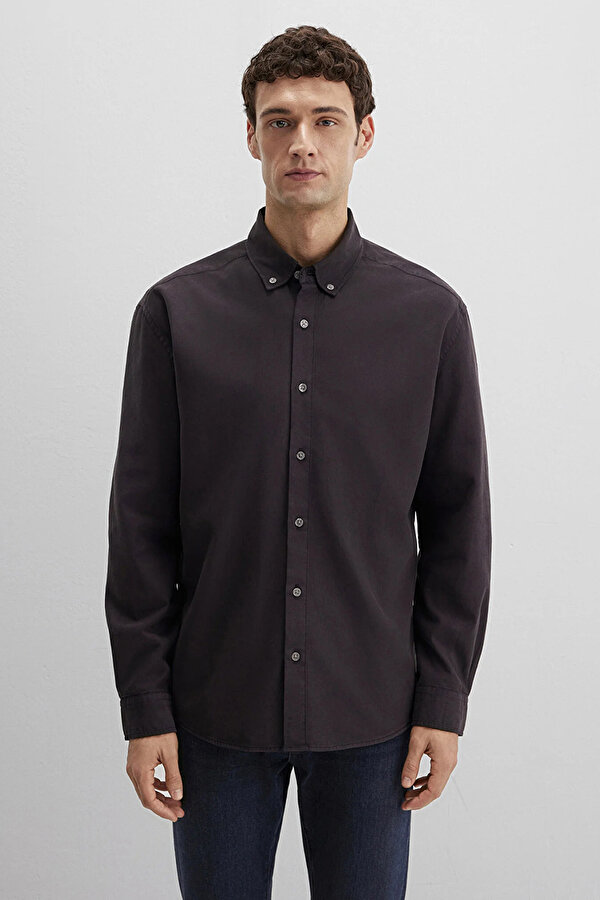 Erkek Uzun Kollu Pamuklu Gömlek M0211751 Siyah