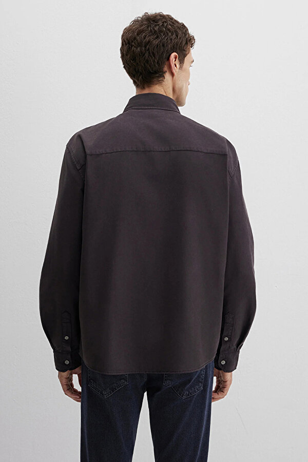 Erkek Uzun Kollu Pamuklu Gömlek M0211751 Siyah