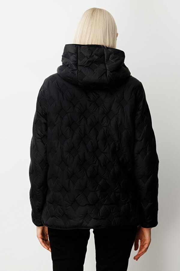 Kadın Kapüşonlu Şişme Mont 6601 Siyah