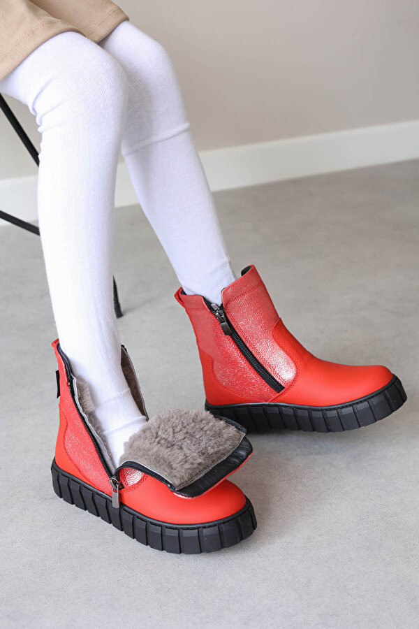 Hakiki Deri Kürklü  Unisex Çocuk Klasik Bot 769KXA125