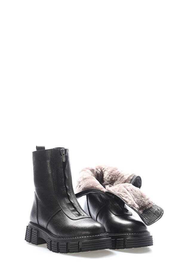Hakiki Deri Kürklü  Kadın Klasik Bot 710KZA6006