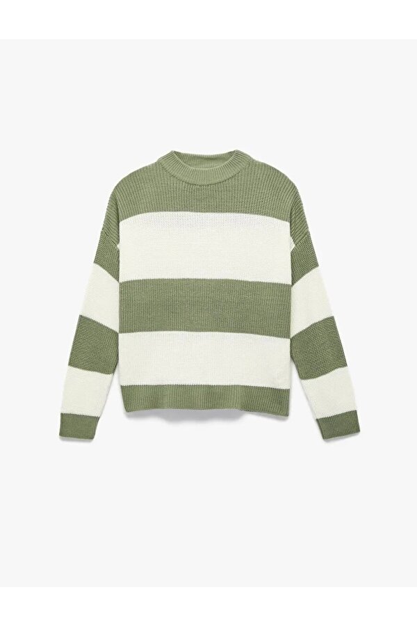 Bisiklet Yaka Renk Bloklu Kadın Triko Kazak 6WAL90036HT