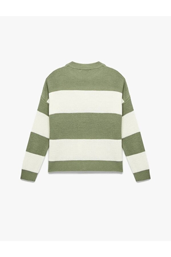 Bisiklet Yaka Renk Bloklu Kadın Triko Kazak 6WAL90036HT