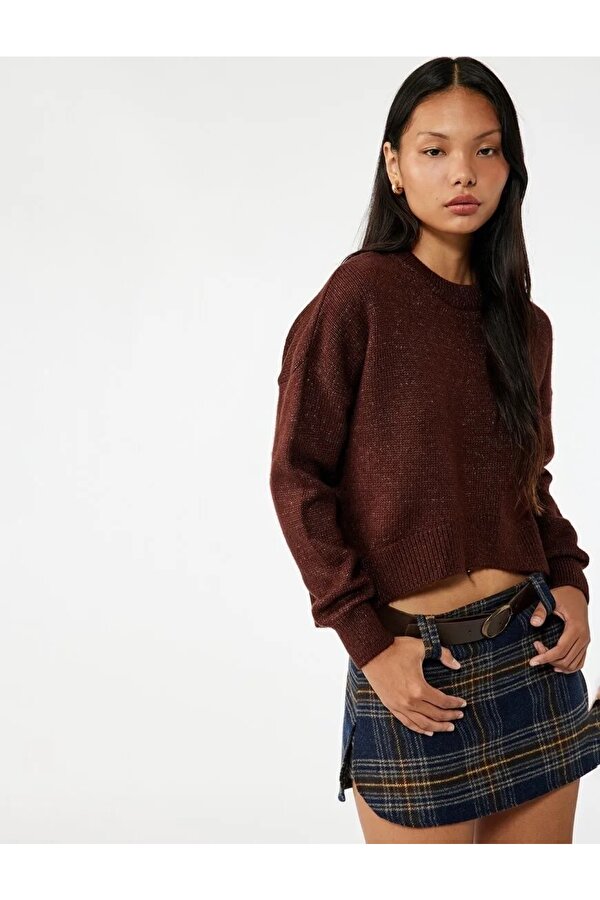 Bisiklet Yaka Asimetrik Kesim Kadın Triko Kazak 6WAL90041HT