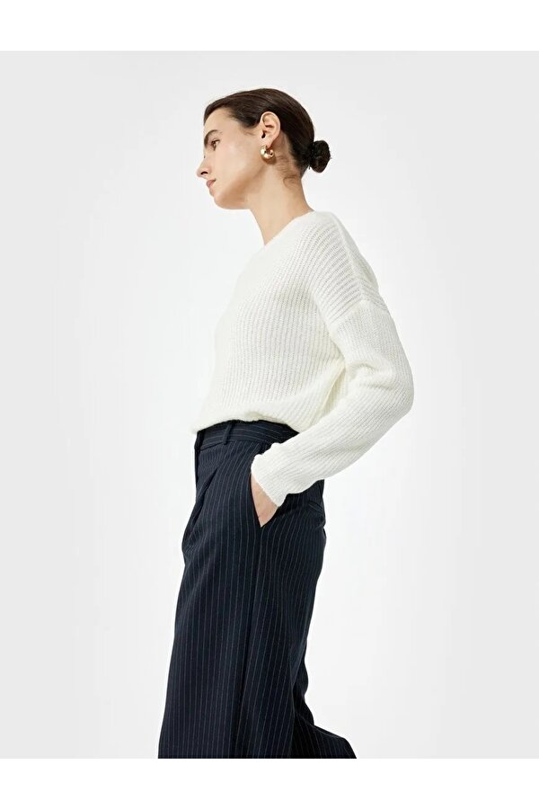 Bisiklet Yaka Triko Kadın Basic Kazak 6WAK90025HT