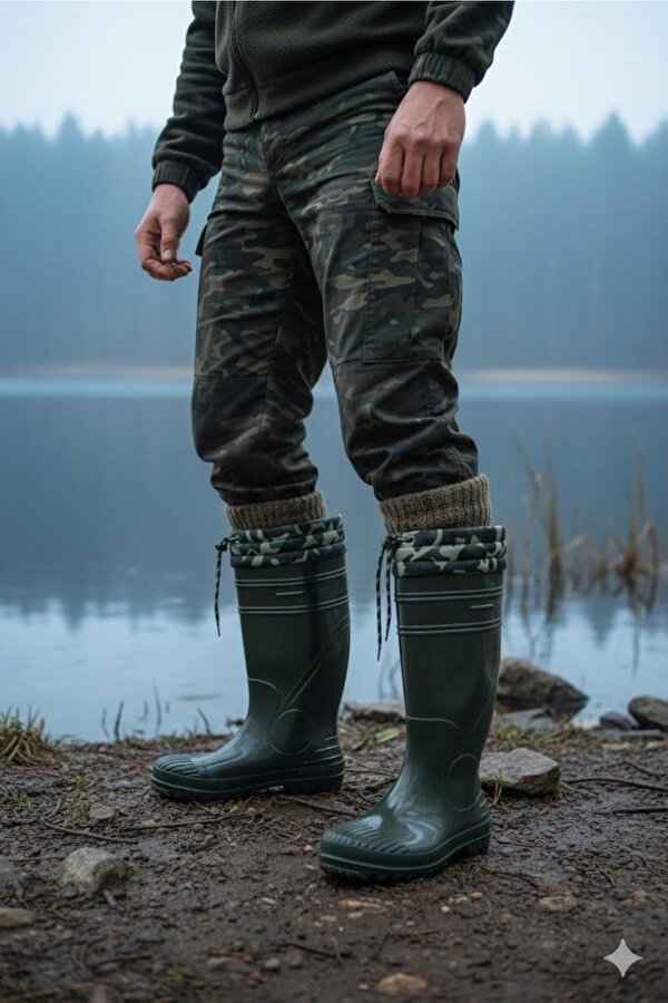 1197 Ulaş İçi Kürklü 40 Cm Uzunluk Pvc %100 Su Geçirmez Tarım Çiftçi Sulama İş Çizmesi