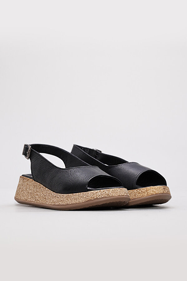 Hakiki Deri  Kadın Dolgu Topuk Sandalet 227ZA15319